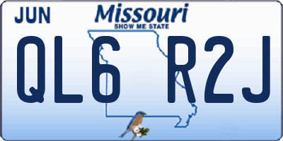 MO license plate QL6R2J