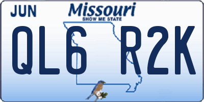 MO license plate QL6R2K