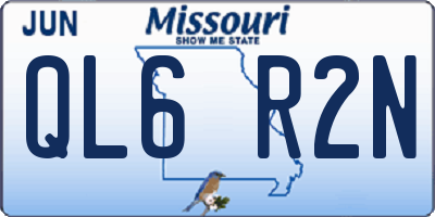 MO license plate QL6R2N