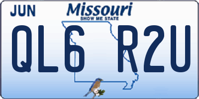 MO license plate QL6R2U