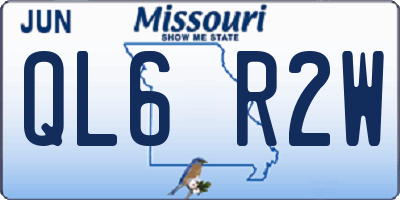 MO license plate QL6R2W
