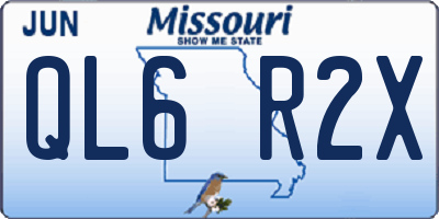 MO license plate QL6R2X