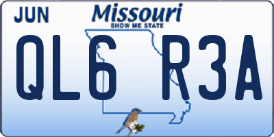 MO license plate QL6R3A