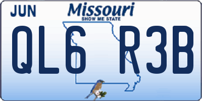 MO license plate QL6R3B