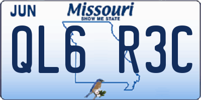MO license plate QL6R3C