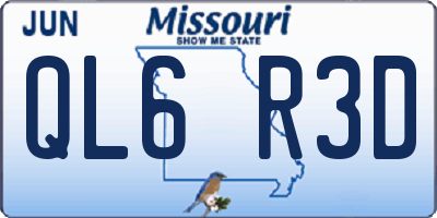 MO license plate QL6R3D