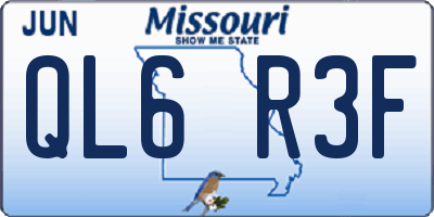 MO license plate QL6R3F
