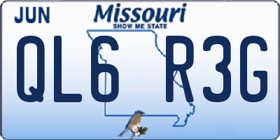 MO license plate QL6R3G