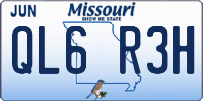 MO license plate QL6R3H