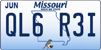 MO license plate QL6R3I