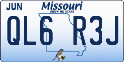 MO license plate QL6R3J