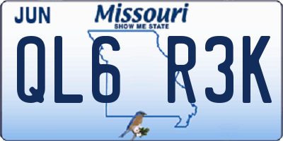 MO license plate QL6R3K