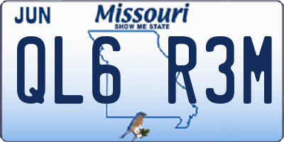 MO license plate QL6R3M
