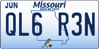 MO license plate QL6R3N