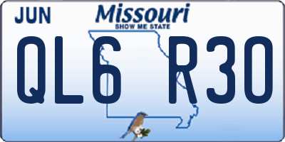 MO license plate QL6R3O