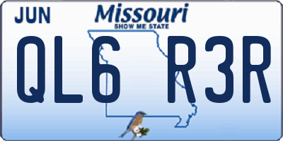 MO license plate QL6R3R