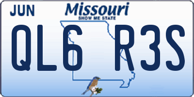 MO license plate QL6R3S