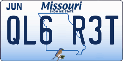 MO license plate QL6R3T