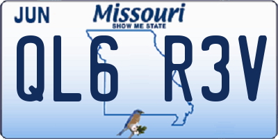 MO license plate QL6R3V