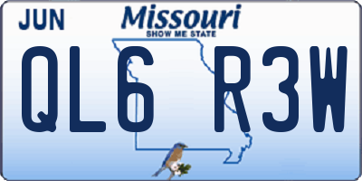 MO license plate QL6R3W
