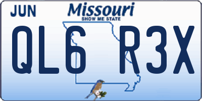 MO license plate QL6R3X