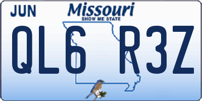 MO license plate QL6R3Z
