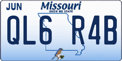 MO license plate QL6R4B