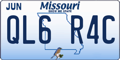 MO license plate QL6R4C