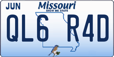 MO license plate QL6R4D