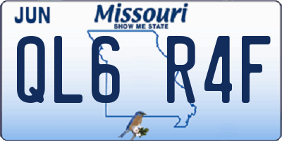 MO license plate QL6R4F