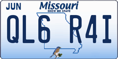 MO license plate QL6R4I