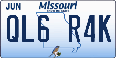 MO license plate QL6R4K