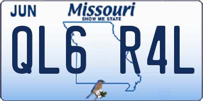MO license plate QL6R4L