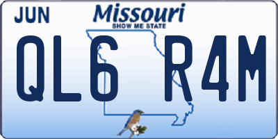 MO license plate QL6R4M