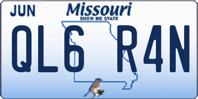 MO license plate QL6R4N