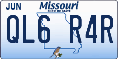 MO license plate QL6R4R