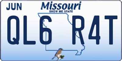 MO license plate QL6R4T