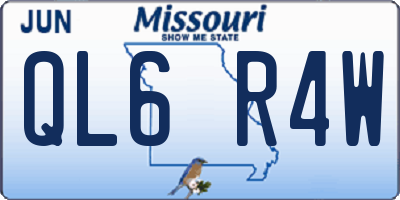 MO license plate QL6R4W