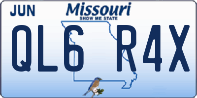 MO license plate QL6R4X