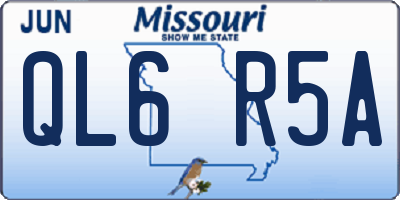 MO license plate QL6R5A