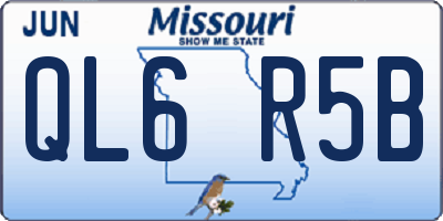 MO license plate QL6R5B