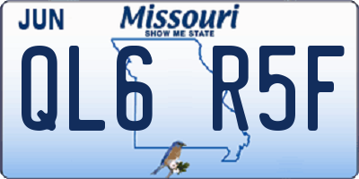 MO license plate QL6R5F