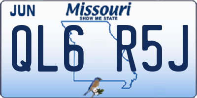 MO license plate QL6R5J