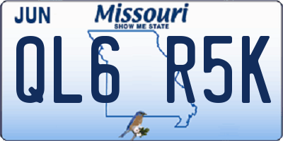MO license plate QL6R5K