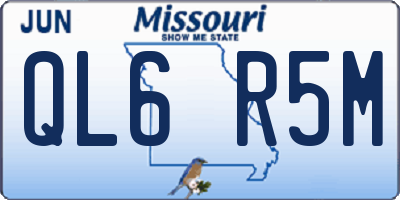 MO license plate QL6R5M