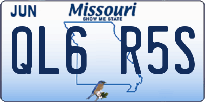 MO license plate QL6R5S