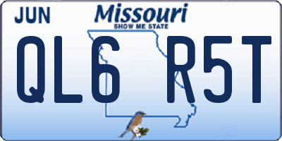 MO license plate QL6R5T