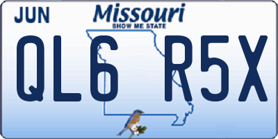MO license plate QL6R5X