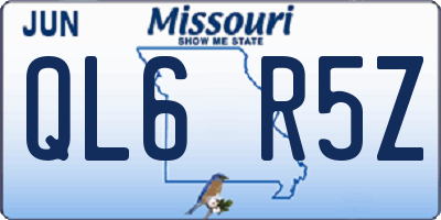 MO license plate QL6R5Z