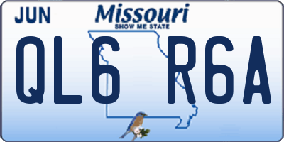 MO license plate QL6R6A